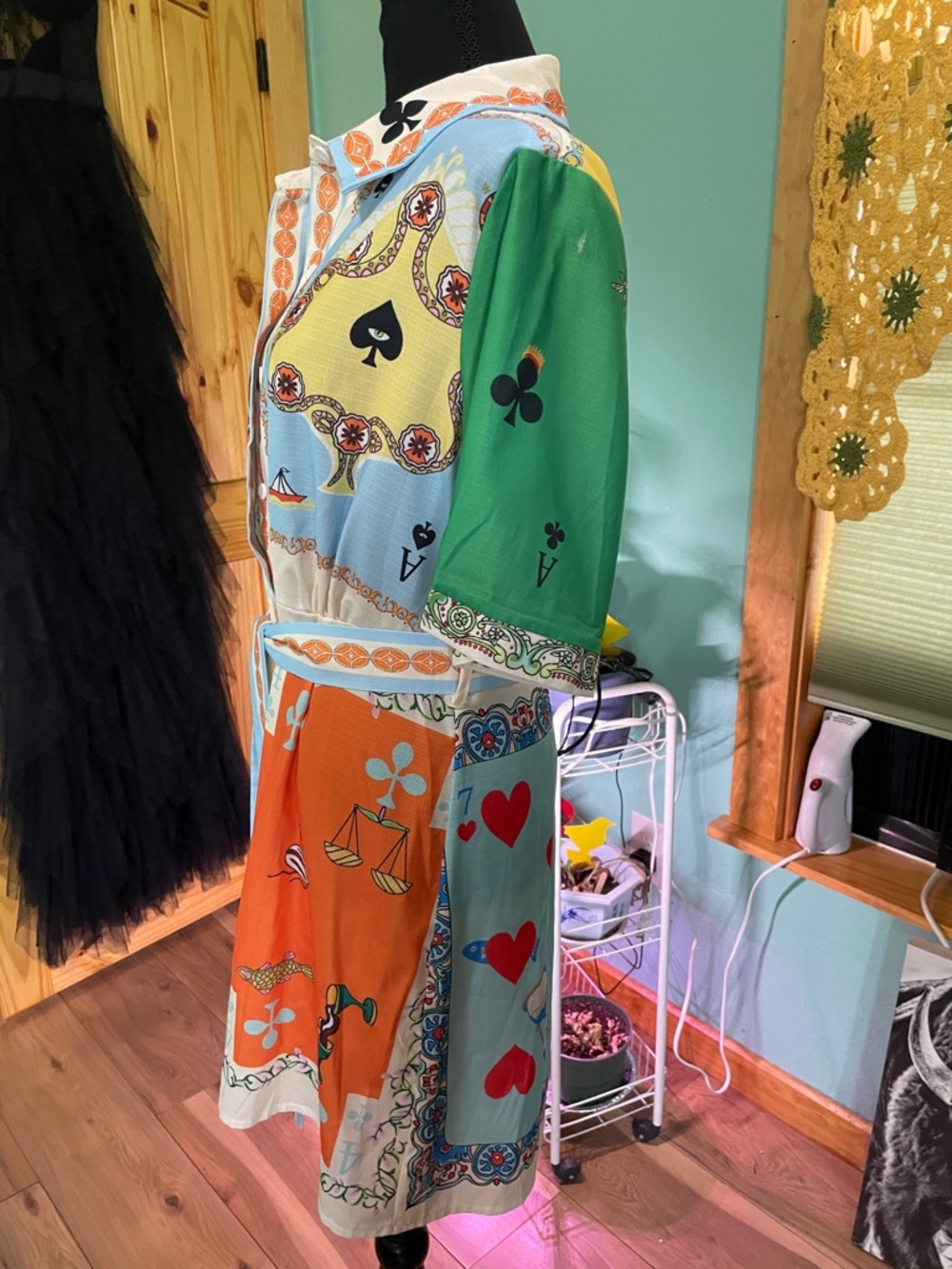 Dolce & Gabbana Multicolor Patchwork Shirt Dress in Pink, Teal, Orange and Green - Picture 2 of 4